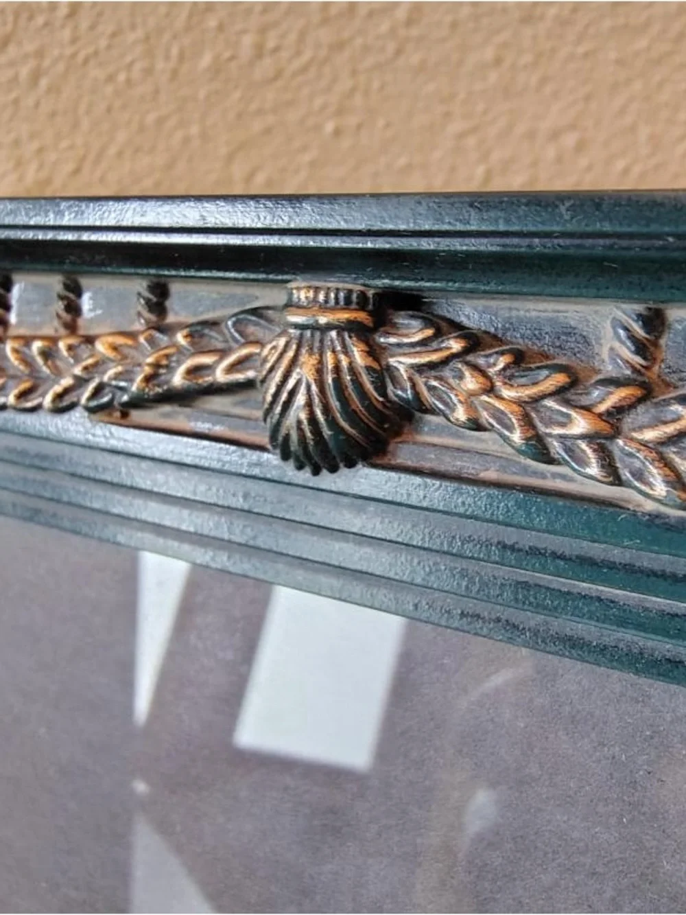 Vtg Baroque Style Picture Frame Green Gold Ornate Victorian Holds 5x7